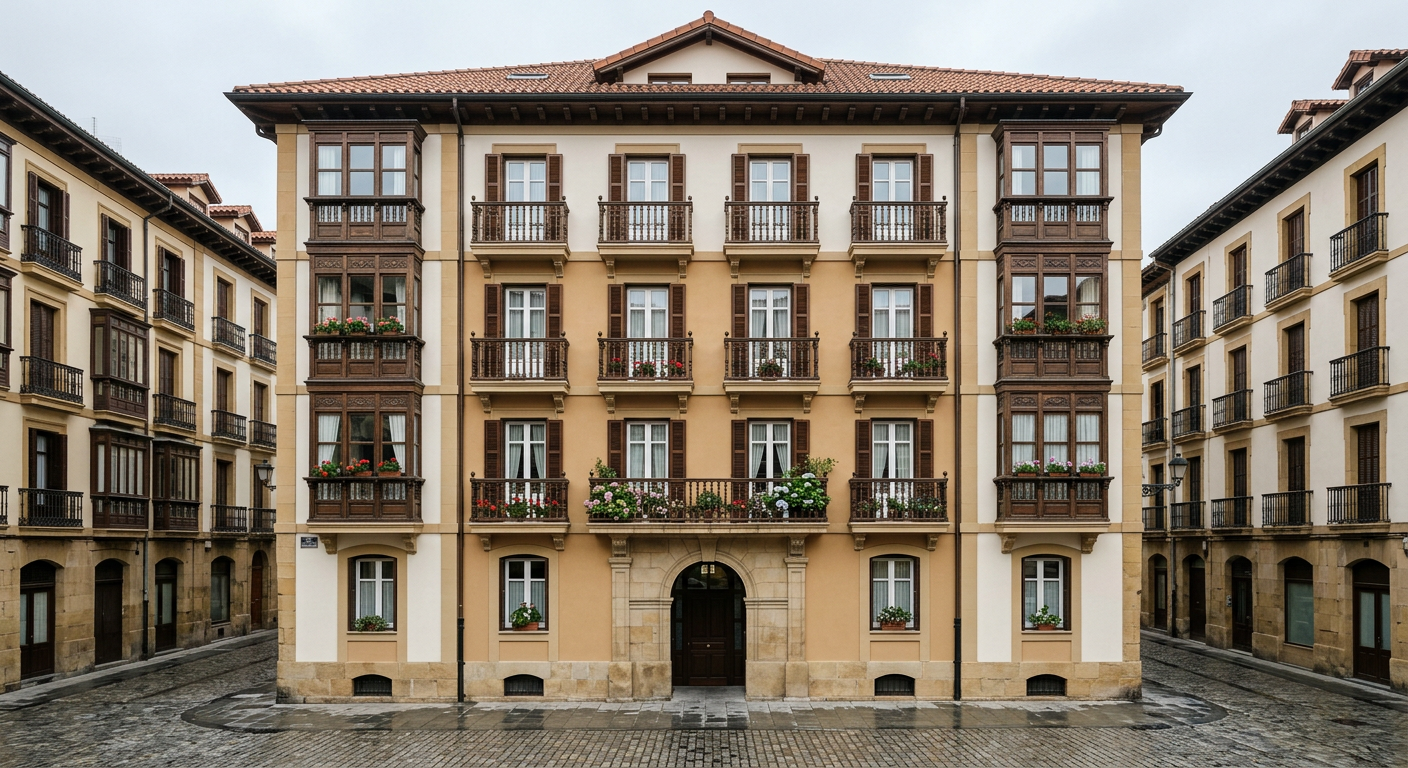 Rehabilitación y pintura de fachada de edificio residencial en San Sebastián